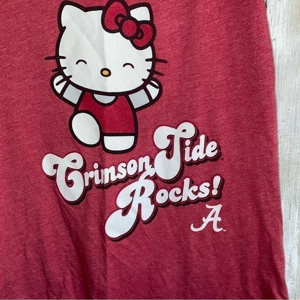 Hello Kitty Alabama Crimson Tide Tee Women’s Large Juniors Red Graphic Shirt - Picture 2 of 4
